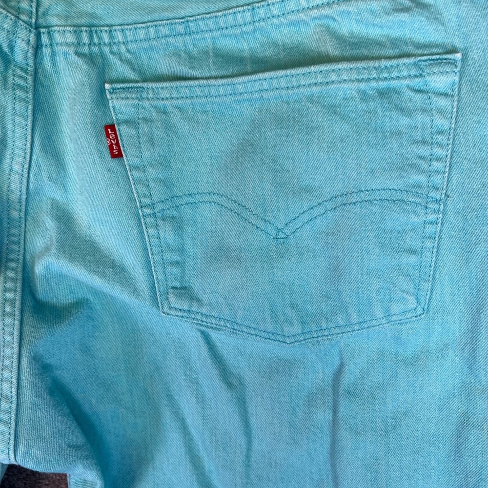 Levis 501 Jean Men 40x30 Turquoise Cyan Original Retro Straight Button Fly Denim - Picture 14 of 15